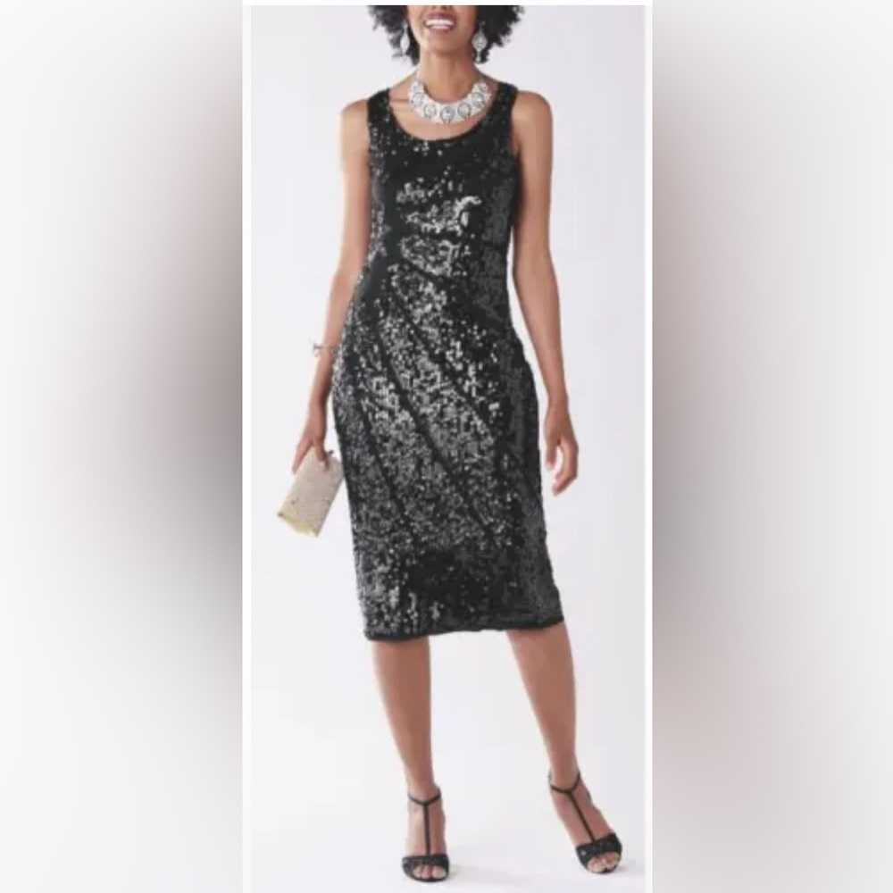 Ashro Black Salena Formal Dinner Cocktail Party Club Beaded Sequin Dress Gown 1X - Picture 3 of 11